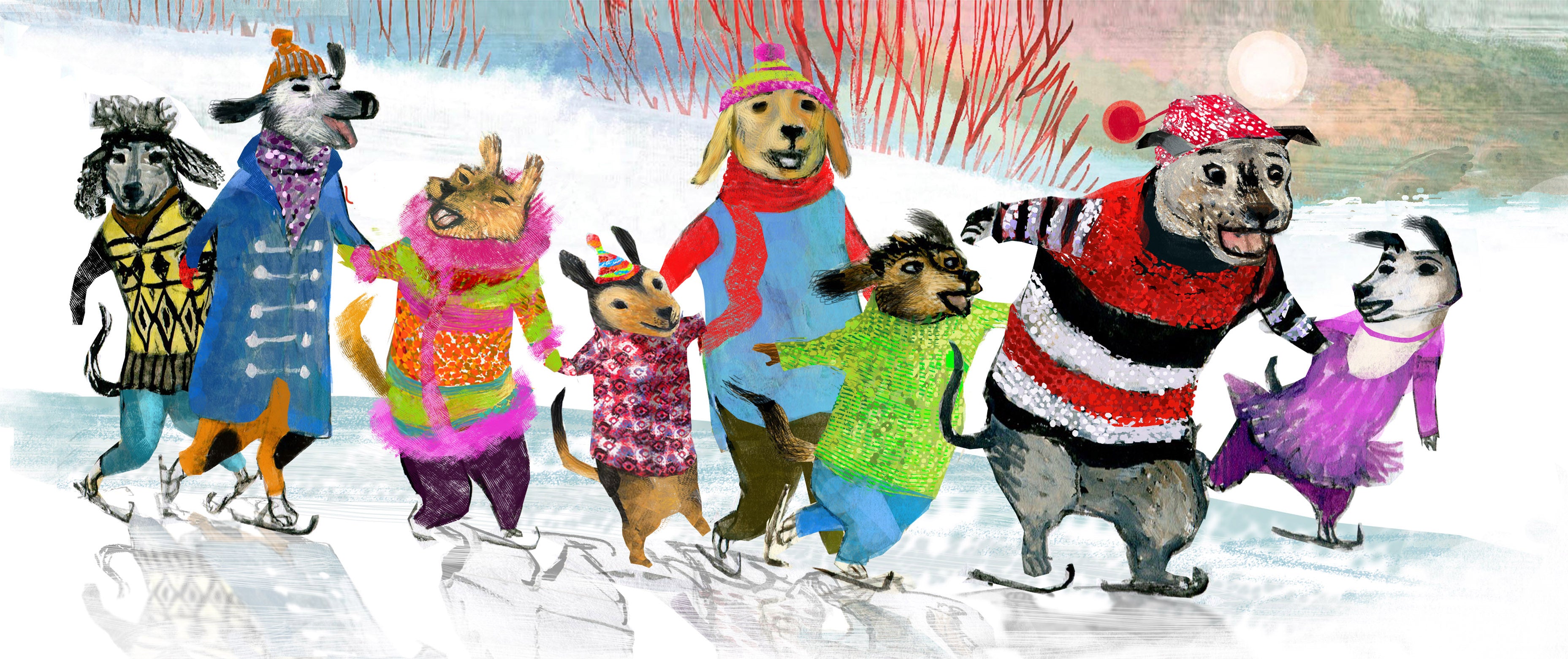 Dogs Skating Boxed Notes - Set of 8 Trifold Cards