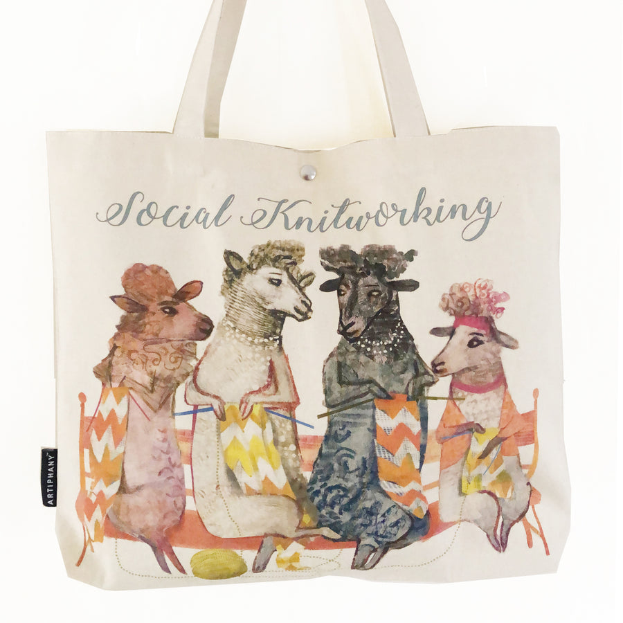 Social Knitworking Tote Bag
