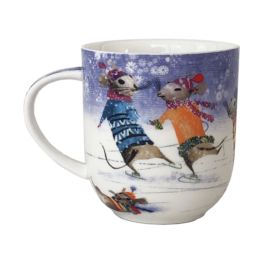 Mice Skating Porcelain Mug