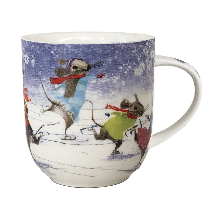 Mice Skating Porcelain Mug