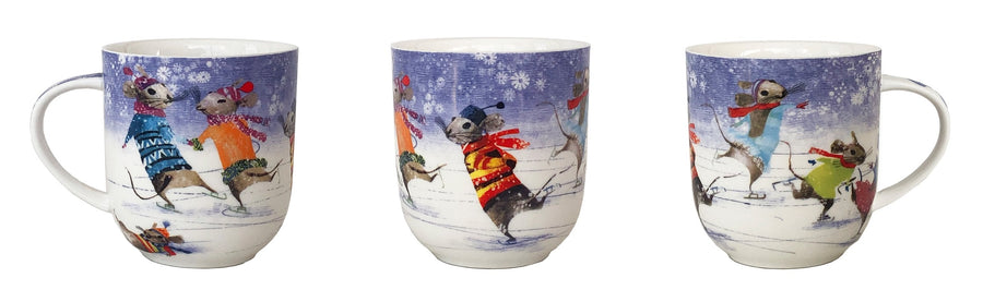 Mice Skating Porcelain Mug